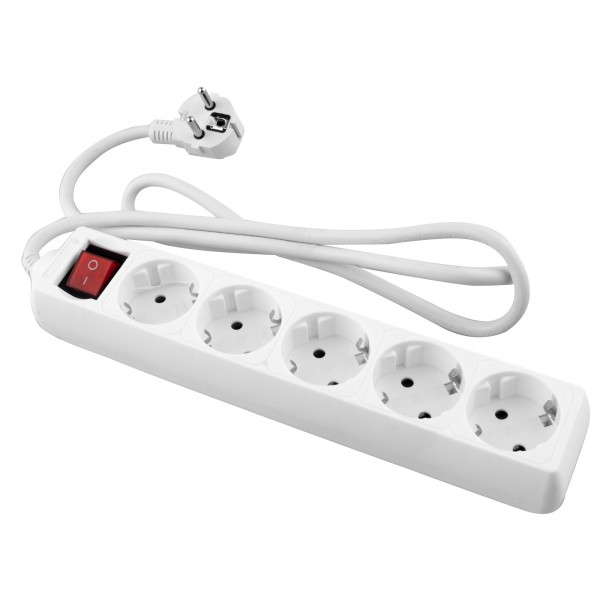 Base onlex blanca 5tomas cable/int.5mt