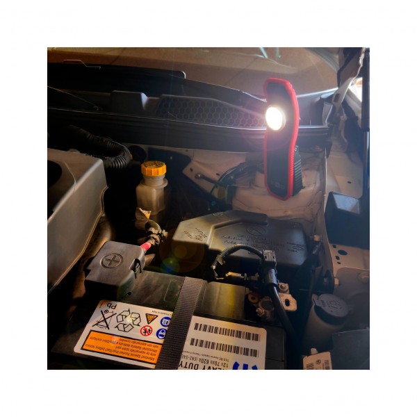 Lampara LED COB Recargable USB con Protección para Polvo 1800 Lumen 2 Intensidades con Base Magnética Rotativa de 180º y Gancho