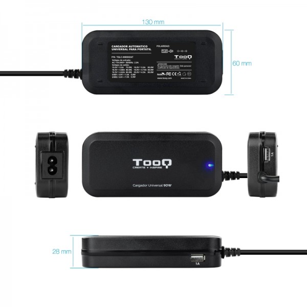 Tooq cargador universal portátil automático 90w