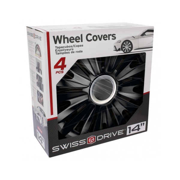 Juego de 4 Tapacubos de 14 Pulgadas Diseño Dakota Silver, Acabado Cromado y ABS Resistente a Fuertes Impactos