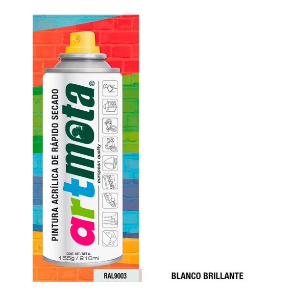 Pintura acrílica spray ral9003 blanco mate 216 ml (pack 2 unidades)