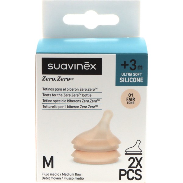 Tetina Silicona Ultra Soft Flujo Medio Zero Zero +3m Suavinex X2
